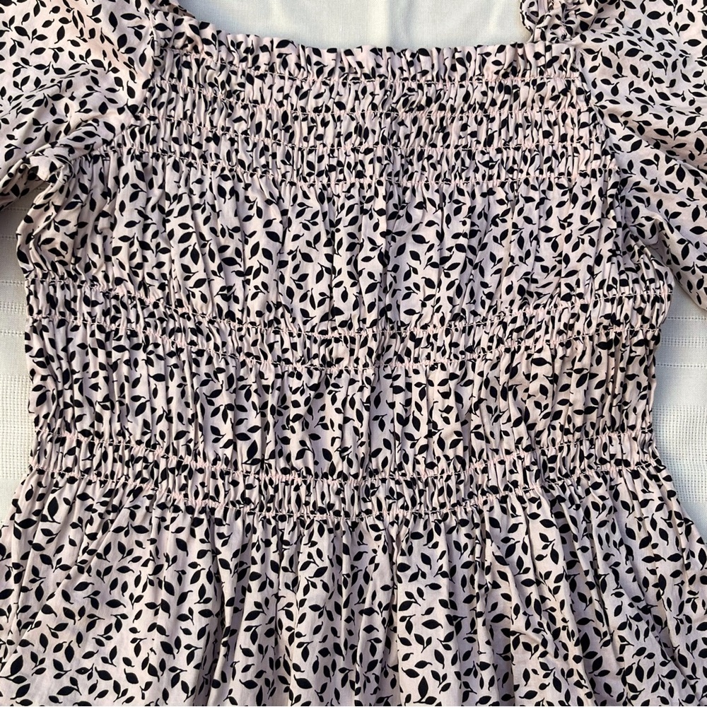 Who What Wear Pink Puff Sleeve Smocked Peasant Blouse Medium - Picture 5 of 8
